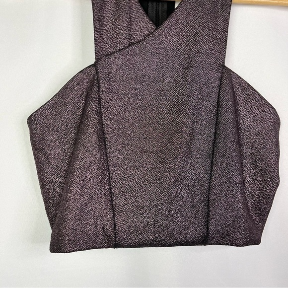 Express Purple Metallic High Neck Cropped Tank Top S - Picture 3 of 3